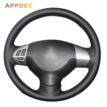 Черный кожаный чехол рулевого колеса автомобиля для Mitsubishi Lancer EX10 Lancer X Outlander ASX Colt Pajero Sport