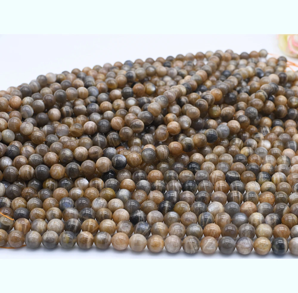 Natural Genuine Stone Beads Mix Moonstone Sunstone Round Loose Beads For DIY Jewelry Making Bracelet Accessories 15'' 4/6/8/10mm