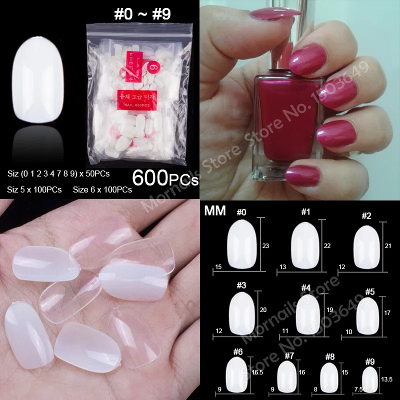 A7-White-600PCs Популярные 100 штук, 200 штук, 500 штук балерины на шпильках, круглые квадратные накладные Типсы для маникюра, накладные ногти - Color: A7-White-600PCs