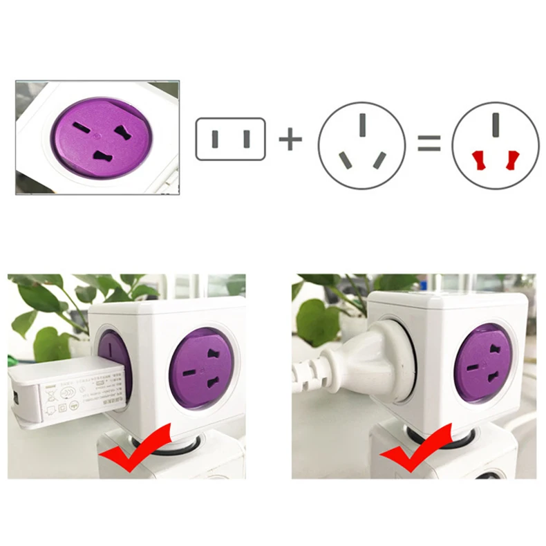 Allocacoc powercube для путешествий блок электроудлиннитель умная розетка с usb питания адаптер пробки силовая полоса Международная универсальная удлинитель розетка USB 2500 Вт для США Австралия Новая Зеландия Япония