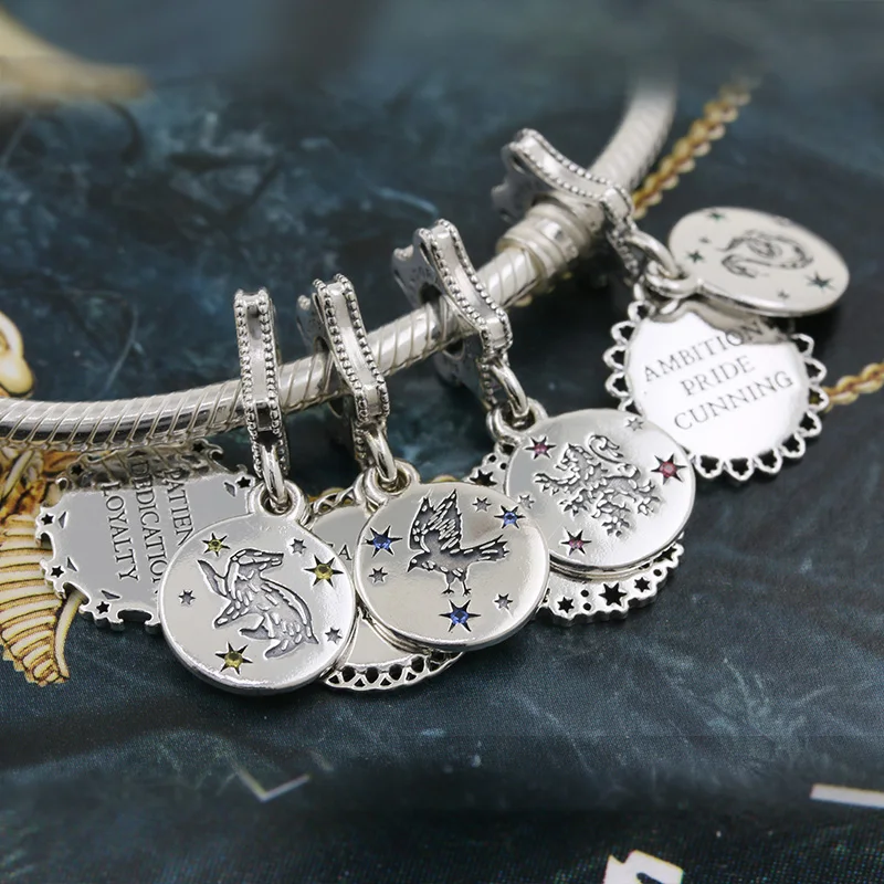 

new 1:1 original 925 sterling silver Slytherin Hufflepuff Ravenclaw diy Charm Fit pandora charms bracelet F8-11