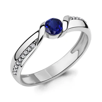 

Ring AQUAMARINE with nanosapfirom, cubic zirconia, silver 925