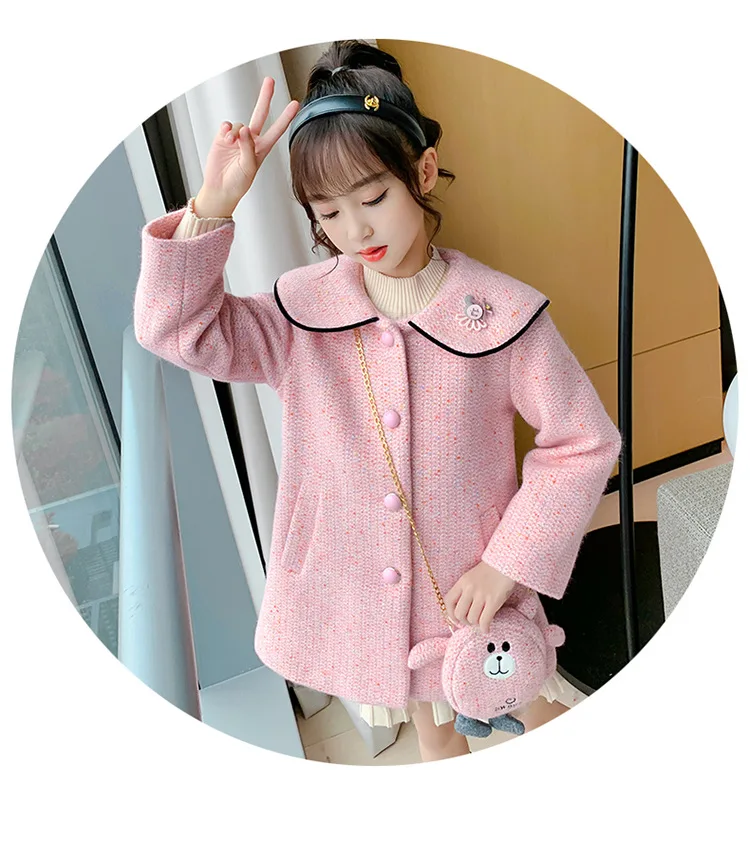 小熊领呢大衣送包包_12