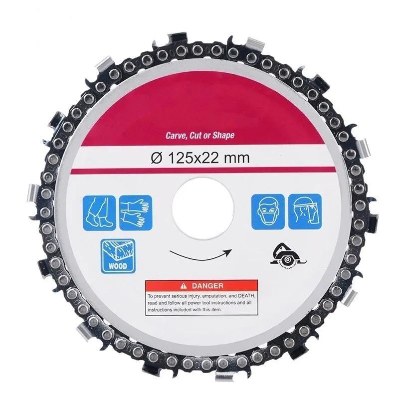LAMEZIA 5 Inch 22mm Diameter 14 Tooth Chainsaw Disc For Angle Grinders Circular Saw Blade Wood Cutting Steel Carving Cut Carve