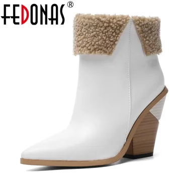 

FEDONAS Elegant Short Boots Women Autumn Winter Party Basic Shoes Woman Plus Size Pointed Toe Ankle Boots Fashion High Heels