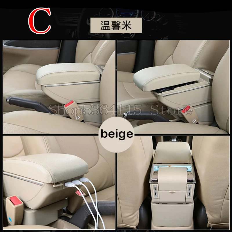 C beige For Renault Sandero Stepway Armrest Box Central Store Content Storage Box with Cup Holder Ashtray Decorative Accessories - Название цвета: C beige