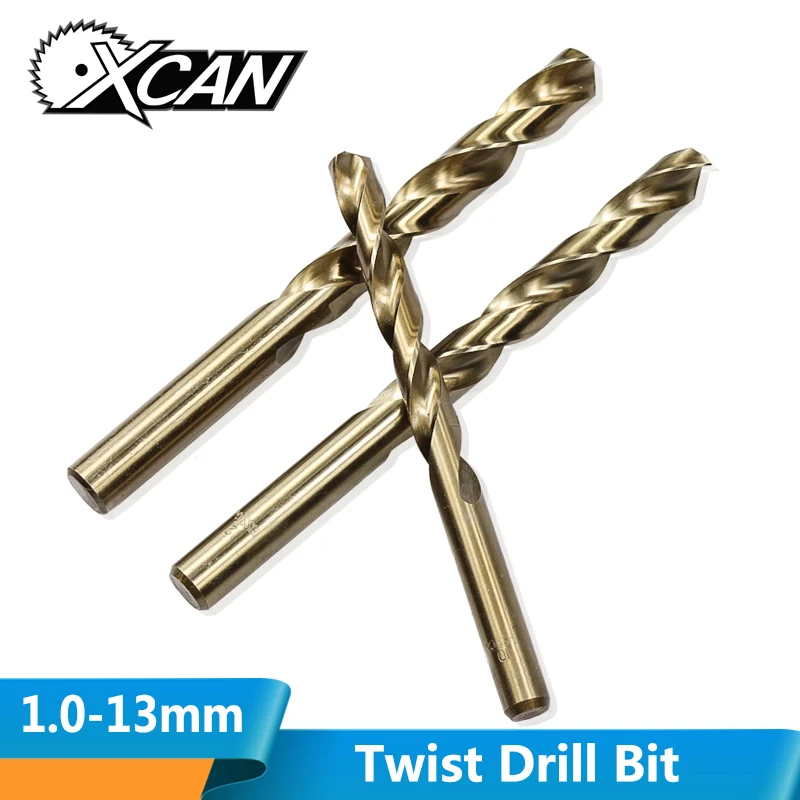 

XCAN 1.0-13mm HSS M35 Cobalt Coated Twist Drill Bit Wood/Metal Hole Cutter Round Shank Gun Drill Bit