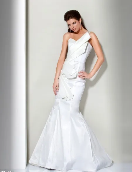 Дизайн vestido формальное платье de soiree тафта Элегантные белые на одно плечо Длинные вечерние платья для выпускного вечера Вечернее платье