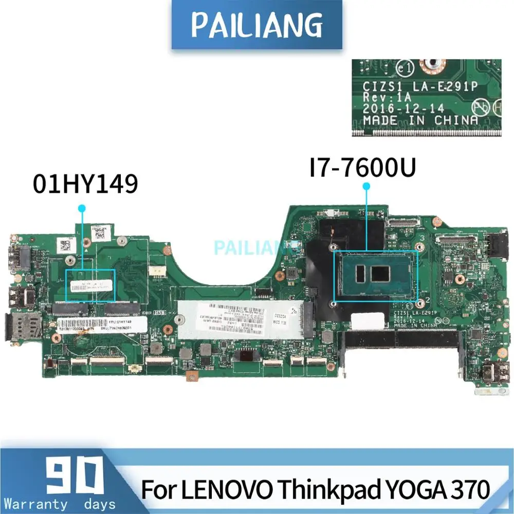 lower price  PAILIANG Laptop motherboard For LENOVO Thinkpad YOGA 370 Mainboard 01HY149 LA-E291P TESTED SR33Z I7
