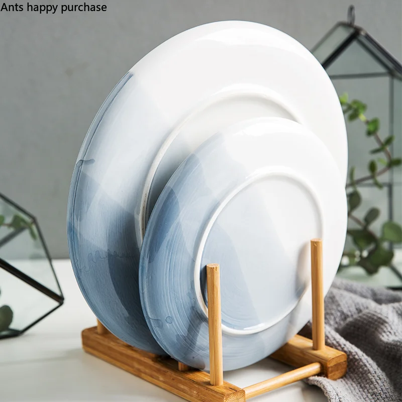 

Household Round Steak Plate Round Western Plate Creative Personality Color Gradient Ceramic Plates
