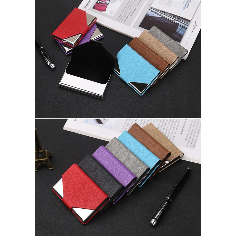 

1 Piece Pu Leather and Stainless Steel Credit Card Package Business Card Case Business Wallet High QualitId Credit Card Holder