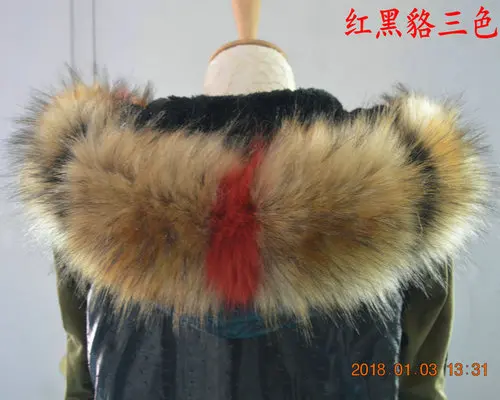 Разноцветная зимняя куртка Паркера с воротником из искусственного меха енота, пальто с меховым воротником, украшение капюшона, меховой воротник на заказ, меховой воротник DIY - Цвет: stripe 6
