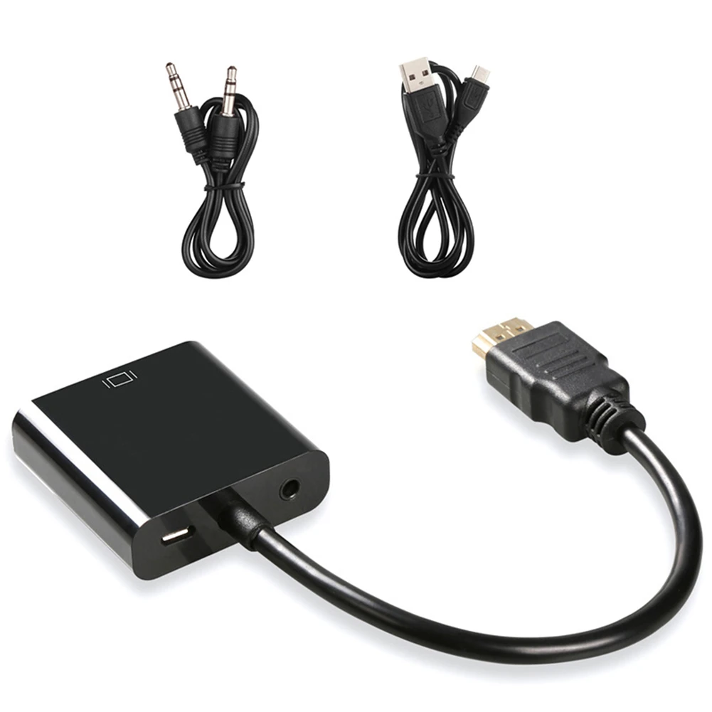 Black ANENG HDCP адаптер hdmi-vga цифровой аналоговый видео аудио кабель конвертера HDMI VGA разъем аудио линия для ПК ноутбука ТВ коробка - Цвет: Black