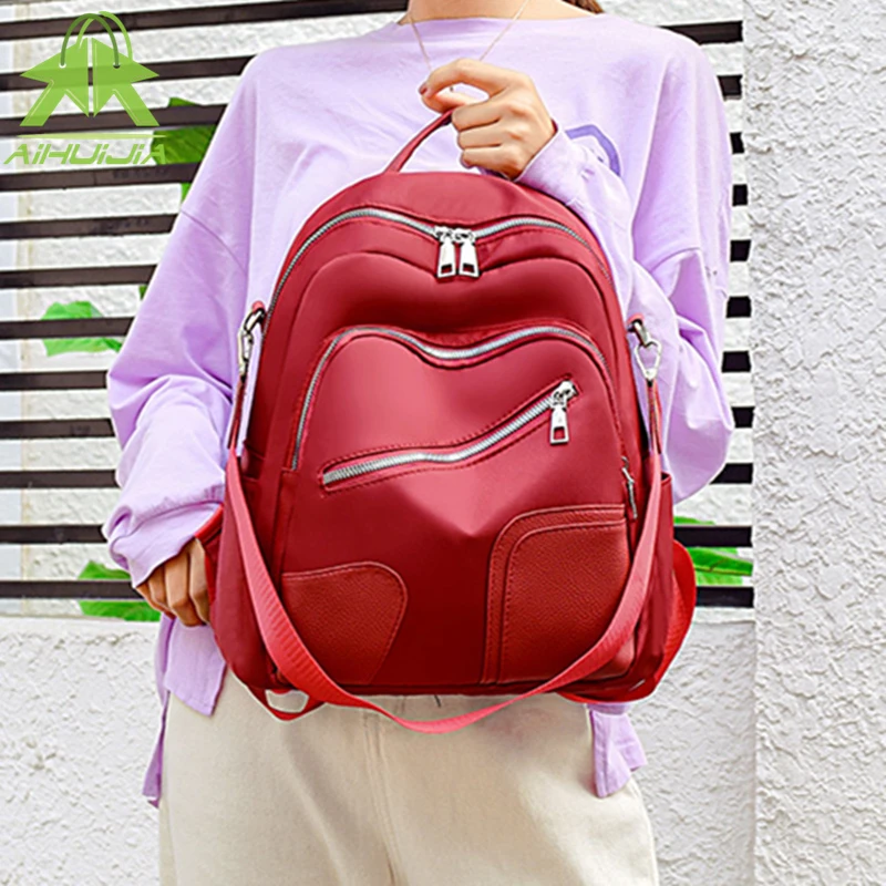

Women Multi-function Multi-pocket Backpacks Waterproof Fabric Female Shoulder Bag Large Capacity Simple Style Casual Packsack