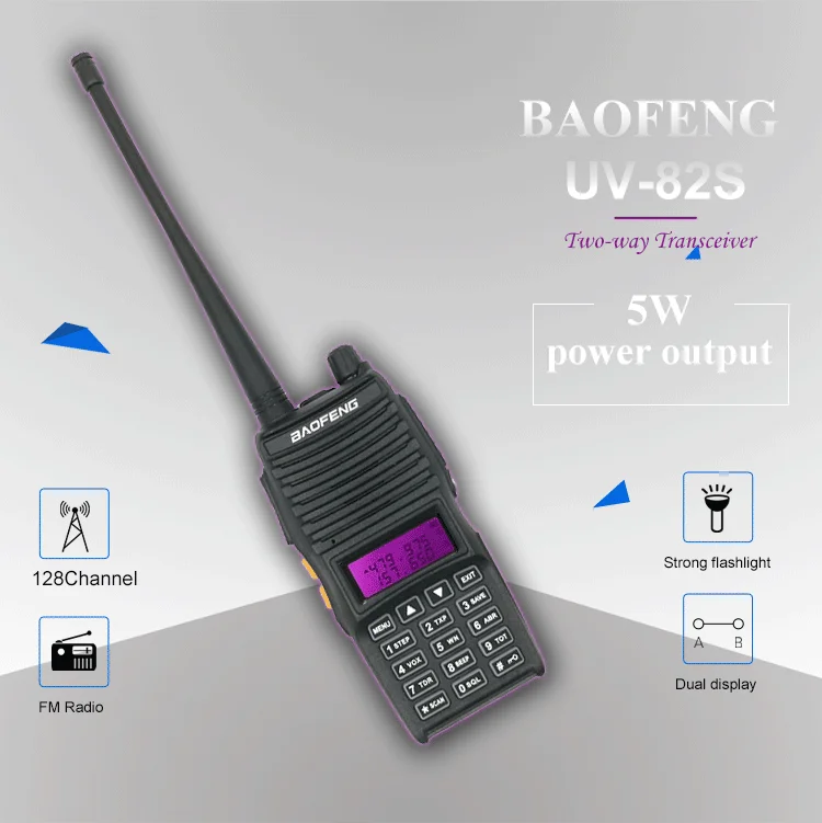 Baofeng UV-82 S 5 Вт 2000 мАч двухдиапазонный 136-174 и 400-520 МГц Ручной радио UV-82S