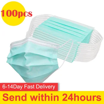 

100PCS Disposable Face mask Black Blue Pink Anti-dust 3 layer Filter Mask Meltblown Non-woven Face Mask Mouth Earloops Masks