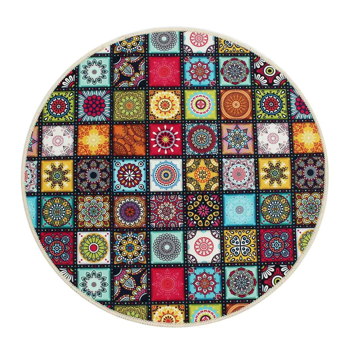 Round Carpet 3D Printed Red Splice Carpet Rug Bedroom Bedside Bathroom Computer Chair Antislip Mat Floor Mat Romantic Home Deco