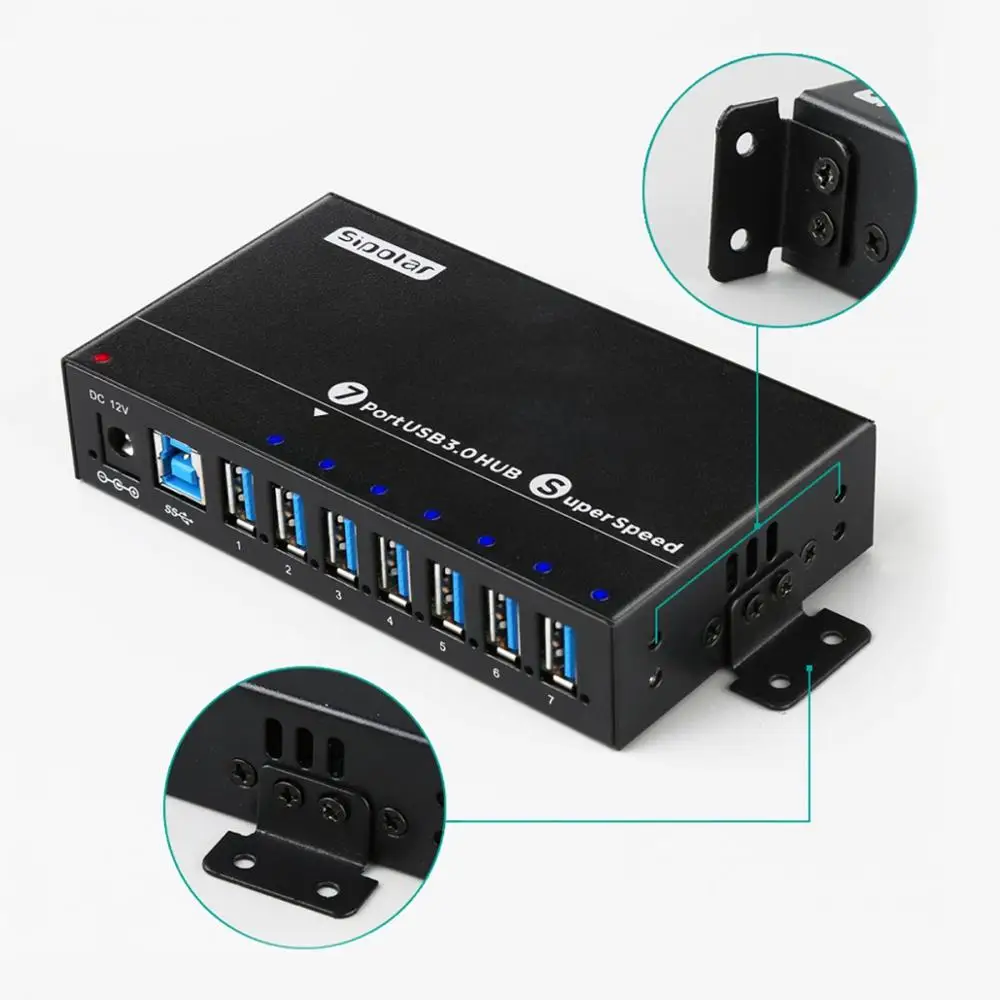 Sipolar A173 7 портов питания ed промышленный USB3.0 концентратор Высокоскоростная