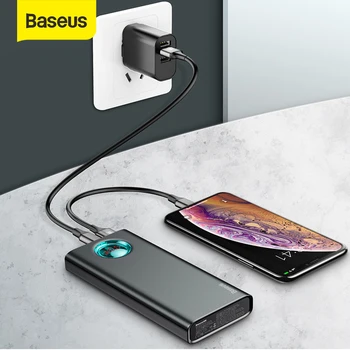 

Baseus Power Bank 20000mAh18W Fast Charging PD3.0 QC3.0 Travel Charger Digital Display Portable External Battery Powerbank Phone
