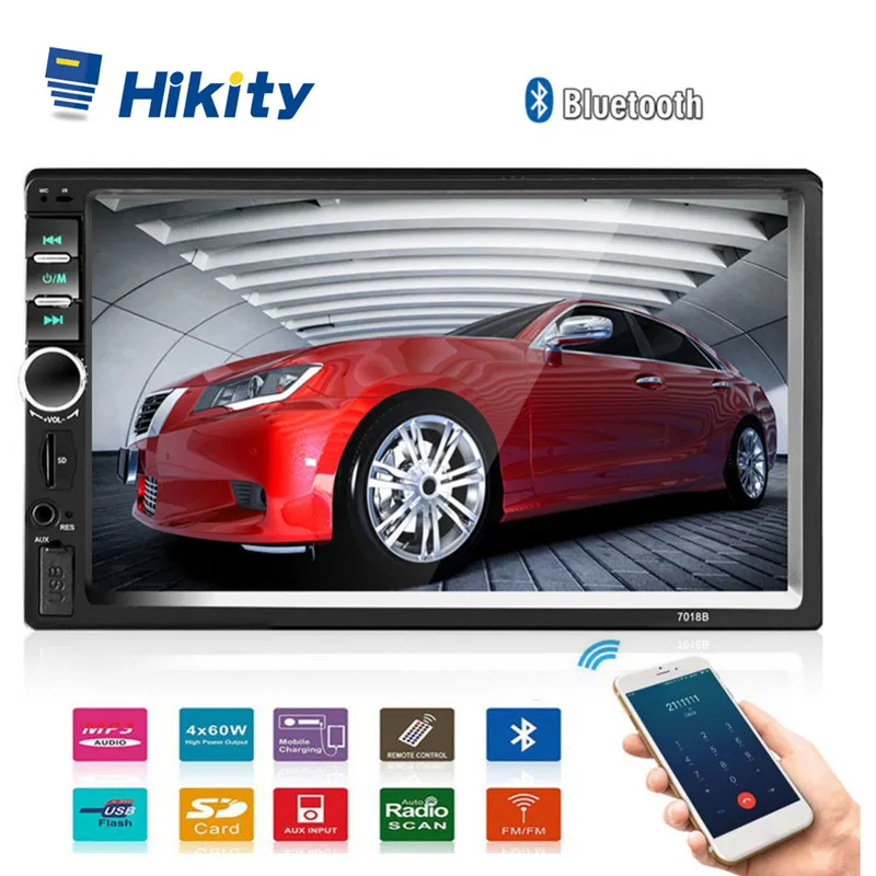 Автомобильный видеоплеер Hikity 7018B 2 Din 7 дюймовый сенсорный экран мультимедийный