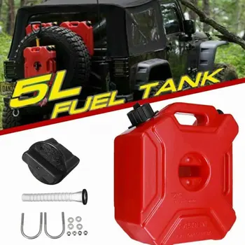 

5L With Mount Car Portable Jerry Can Red Fuel Tank ATV Petrol Anti Static Gas Container Backup Plastic Motorcycle UTV
