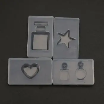 

4Pcs Handmade 3D Perfume Bottle Star Heart Keychain Pendant Mold UV Resin Epoxy Resin Silicone Mold Jewelry Making Tool