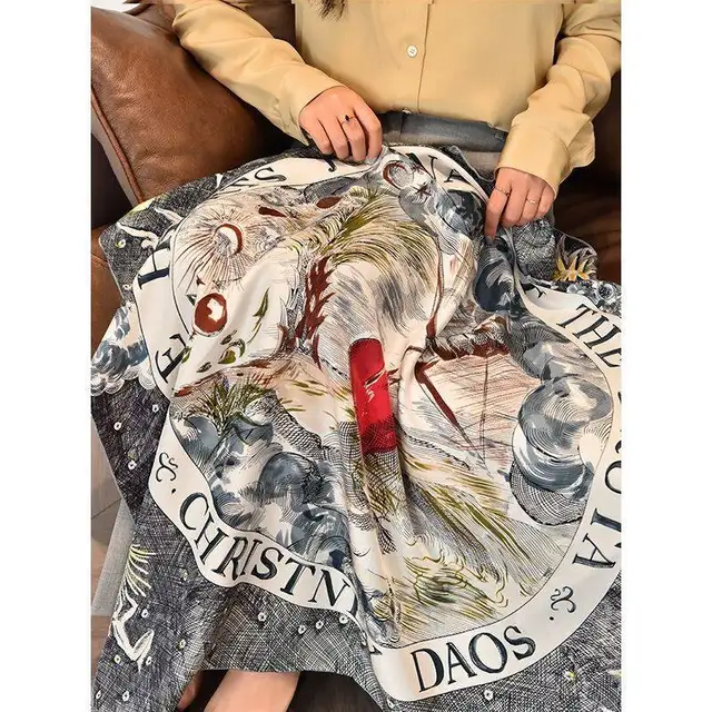 $US $29.85 Womens Designer Twill Silk Scarf 90 Hand Rolled Scarf Square Mulberry-100%  Mulberry-Scarf Foulard Femme Soie De Marque De Luxe