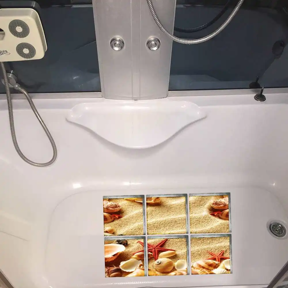 6pcs 3D Bathtub Stickers Anti Slip Removable Waterproof Self-adhesive Bath Mats Bathroom For Kid 15x15cm