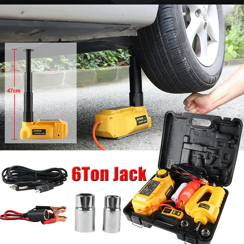  AUTOOL 6T 12V Jack for Car Jacks Hydraulic Jack Lifting 47cm Hight Auto Disassembly Tire Repair Too