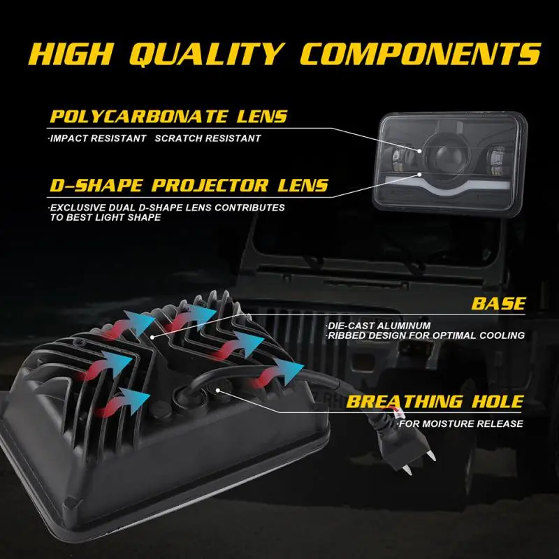 DOT одобренный 7X" 5X7" светодиодный фонарь 300 Вт супер яркий Hi/Lo луч 6000 К белый для Chevrolet Jeep Wrangler YJ Cherokee XJ