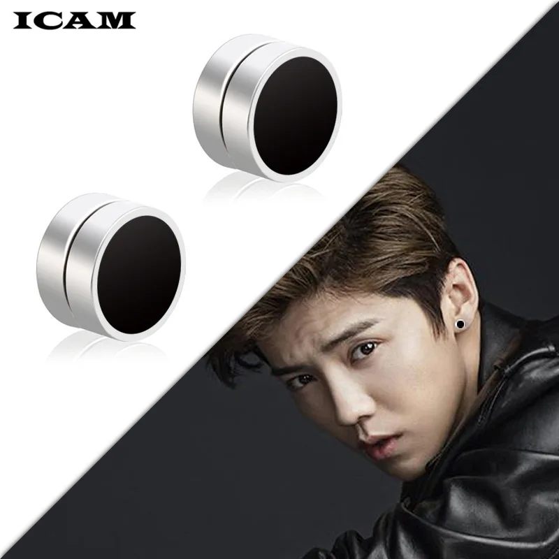 ICAM 2 шт./лот 8/мм Горячие двухсторонние черные синие магнитные круглые серьги