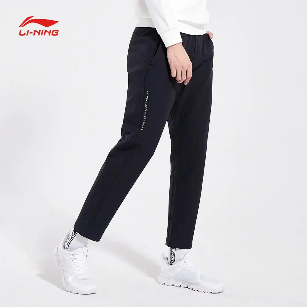 Li-Ning мужские тренировочные брюки серии, теплые флисовые 3D облегающие брюки с подкладкой, удобные спортивные брюки AYKN423 MKY432