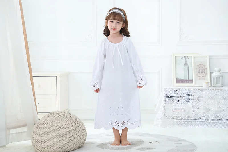 baby girl nightgowns Princess Nightgown Long Sleeve Sleep Shirts Vintage Kid Ruffles Nightgowns Lace Courtly Toddler Nightdress Lounge Sleepwear cheap cotton nightgown