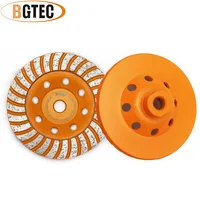 BGTEC 2pcs 4.5 inch Diamond Turbo Row Grinding Cup Wheel 115mm M14 thread Grinding disc for concrete, construction material