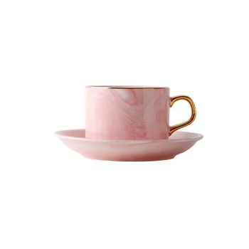 

Quail 5 Inch Marble Golden Trim Coffee Cup with Tray,Espresso Cups,Tea Cup Set