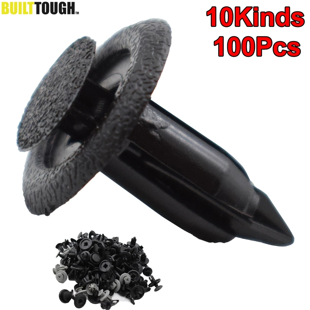 100шт / Set Auto Black Mixed Пластиковые крепленийСертификаты Винтовые зажимы Заклепки