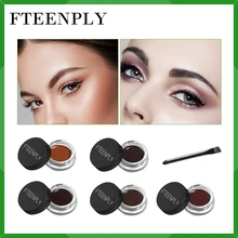 5 цветов FTEENPLY крем для бровей Водонепроницаемая Стойкая подводка для глаз жидкое косметическое средство гель макияж для бровей Макияж набор+ Черная кисть