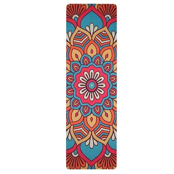 

5 Mm Lotus Pattern Suede Tpe Yoga Mat Pad Non-Slip Slimming Exercise Fitness Gymnastics Mat Body Building Esterilla Pilates, Red