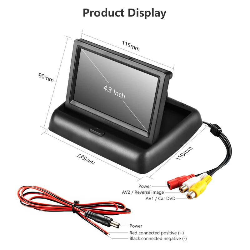 Монитор складной автомобильный Jansite 4 3&quot TFT LCD дисплей NTSC PAL для камеры заднего