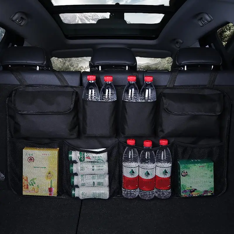 

Car Trunk Organizer Adjustable Multi-use Oxford Backseat Storage Bag Net High Capacity Automobile Seat Back Organizers