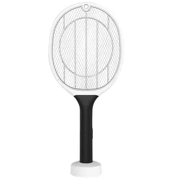 

USB Dual-use Electric Mosquito Swatter Mosquito Lamp Fly Swatter Mesh Mosquito Remover for Home Daily Use (White)