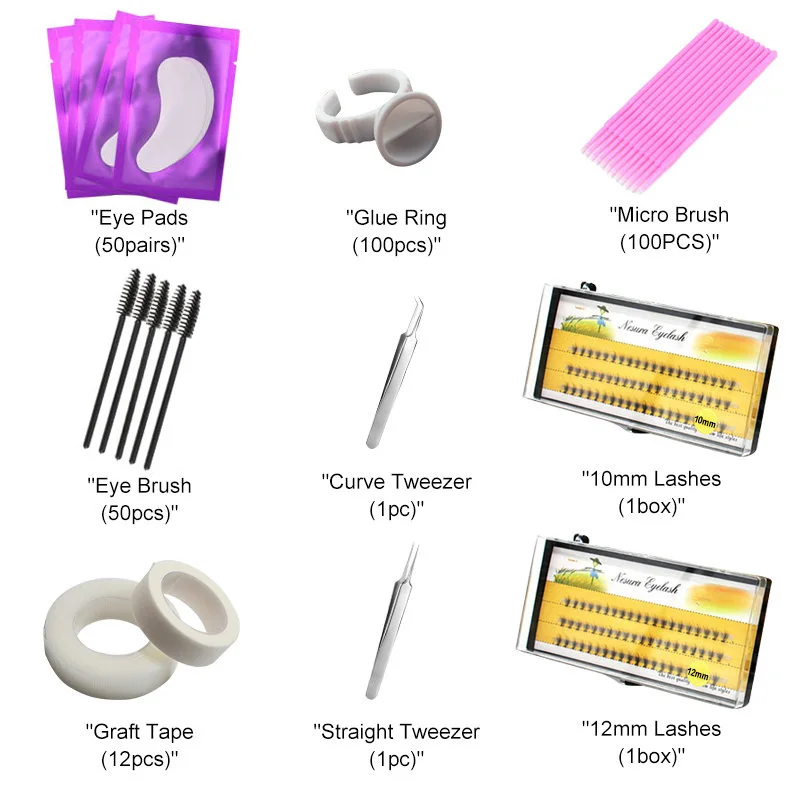 Обучение клей для наращивания ресниц для практических занятий комплект прививки ресницы колодки Пинцет клей кольцо Кисть для макияжа, бровей инструменты - Цвет: SET 6