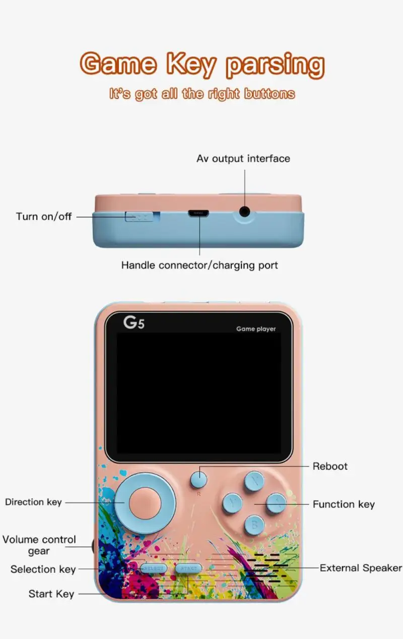 500 In 1 Games Mini Portable 3.0 Inch Retro Video Game Console Classic Pocket Game Console for Kids Gift IPS Online Combat Game