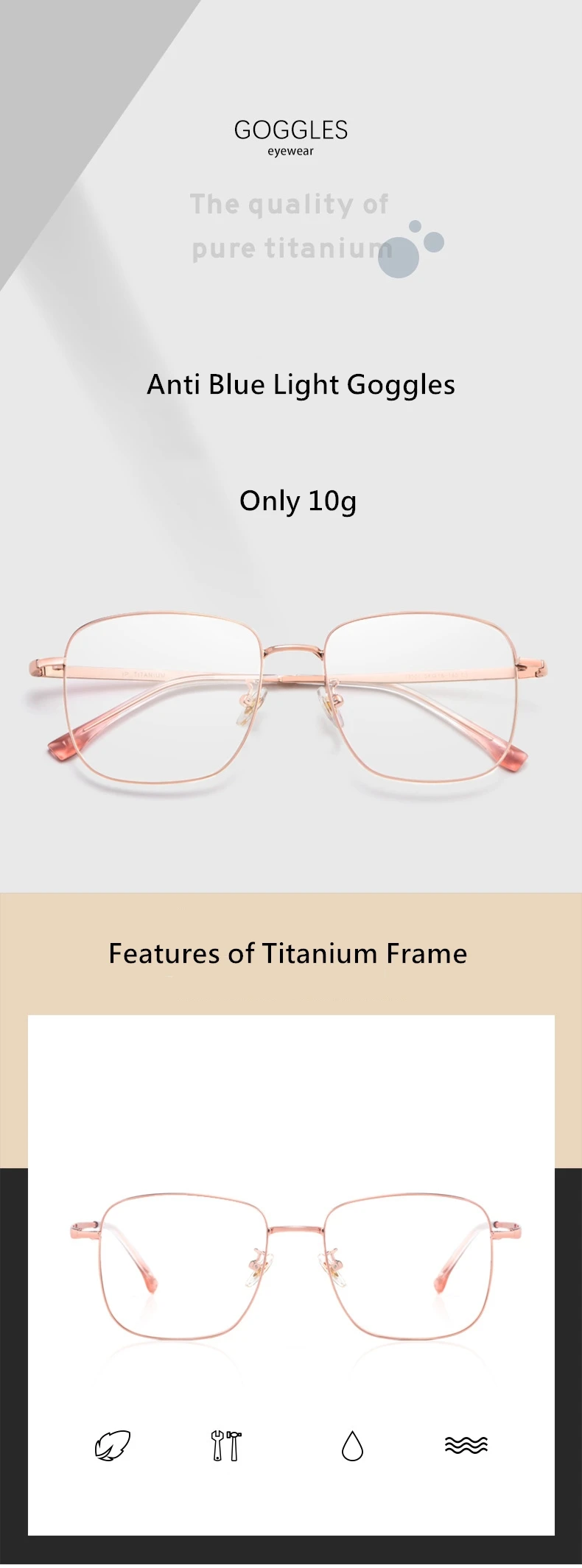 YIMARUILI Ultraleichte Retro-Brille in großer Größe für Herren und Damen, modischer Trend, einfache optische Korrekturbrille – Detail 1