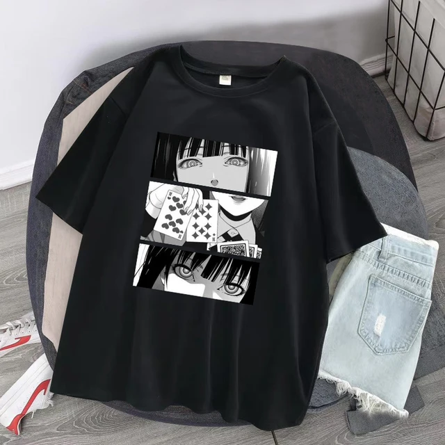 Japanese Anime Kakegurui T Shirts Cosplay Short Sleeves Summer Casual Harajuku Top Tees Japan High Quality T-Shirts Camiseta T334A-black