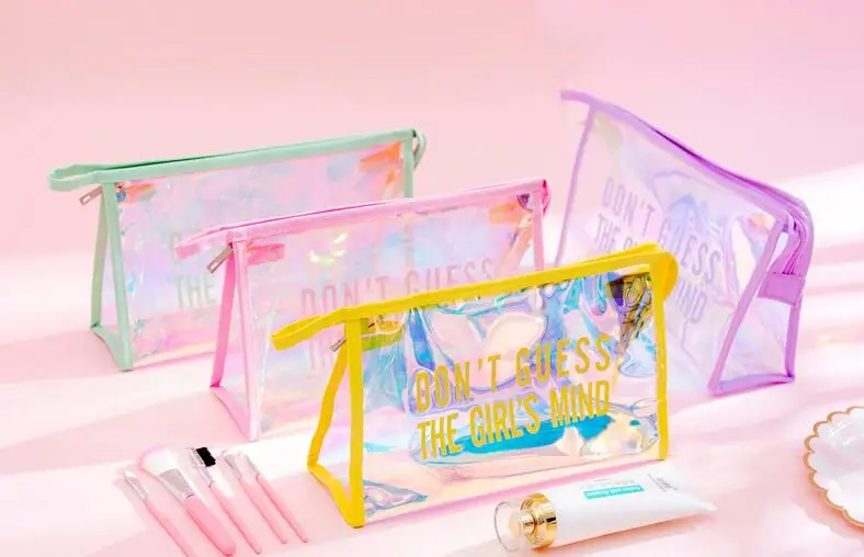 1pc Pencil Case Kawaii Storage Bag Travel Portable Waterproof Wash Bag Creative Transparent Large Capacity Storage Pen Case
