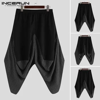 

Streetwear Pants Mens Patchwork Cropped Pants Men Sports Leggings Loose Harem Trousers Sweatpants Elastic Waist Joggers Bottoms