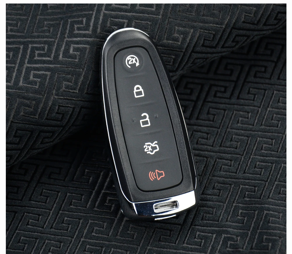 OkeyTech 315/433Mhz 5 Button Remote Car Key for Ford Explorer Edge Escape Flex Taurus Fob Smart Card with ID46 Chip Uncut Blade