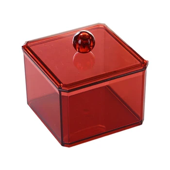 

Clear Acrylic Q-Tip Holder Box with Cover Cotton Swabs Stick Storage Cosmetic Organizer Women's Powder Jewelry Cases