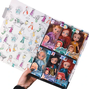 

6pcs/set Frozen 2 Anna Elsa Snow White Mermaid Long Hair Princess Action Figure Toys Doll Christmas New Year Gift for Children